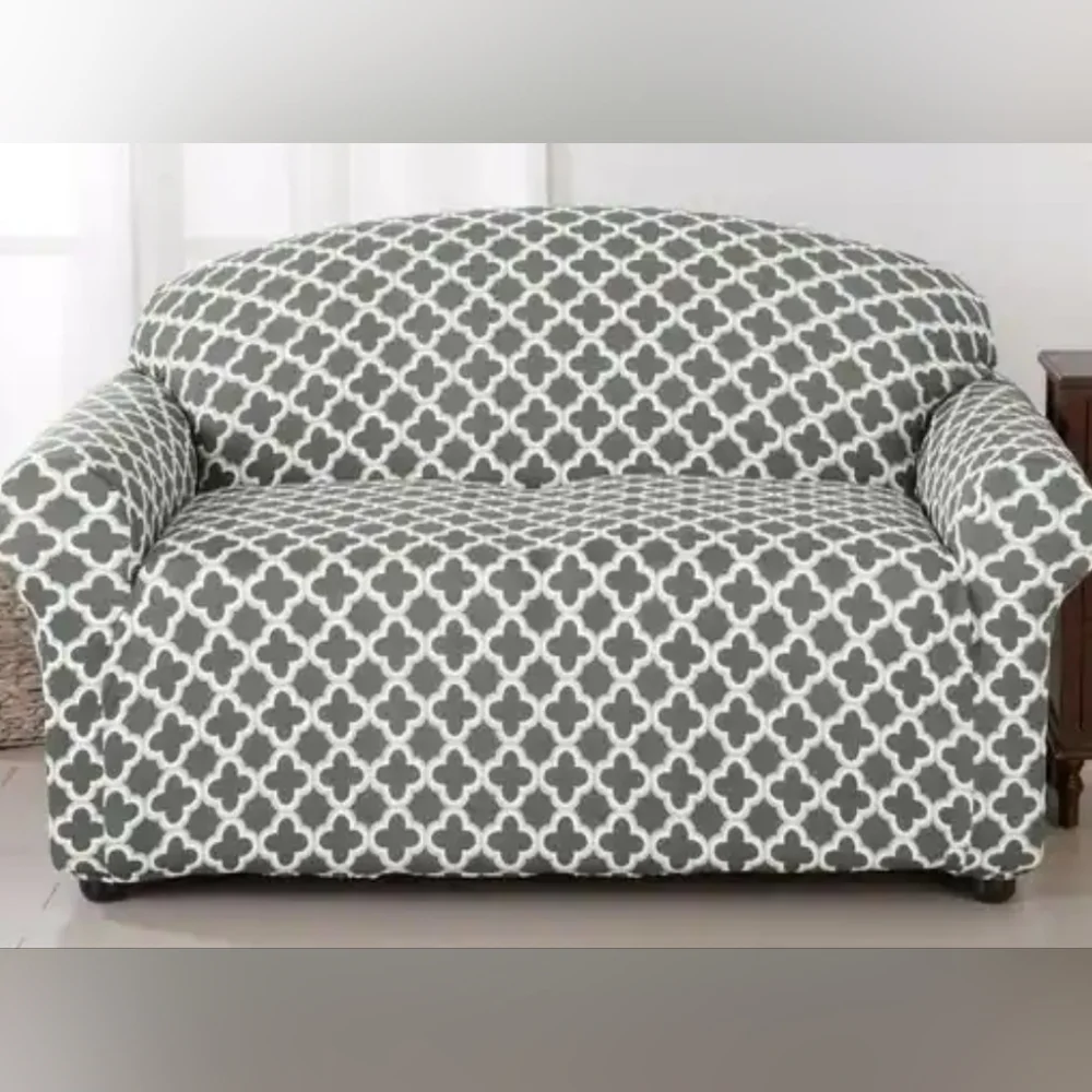 Gray Patterned Loveseat Cover